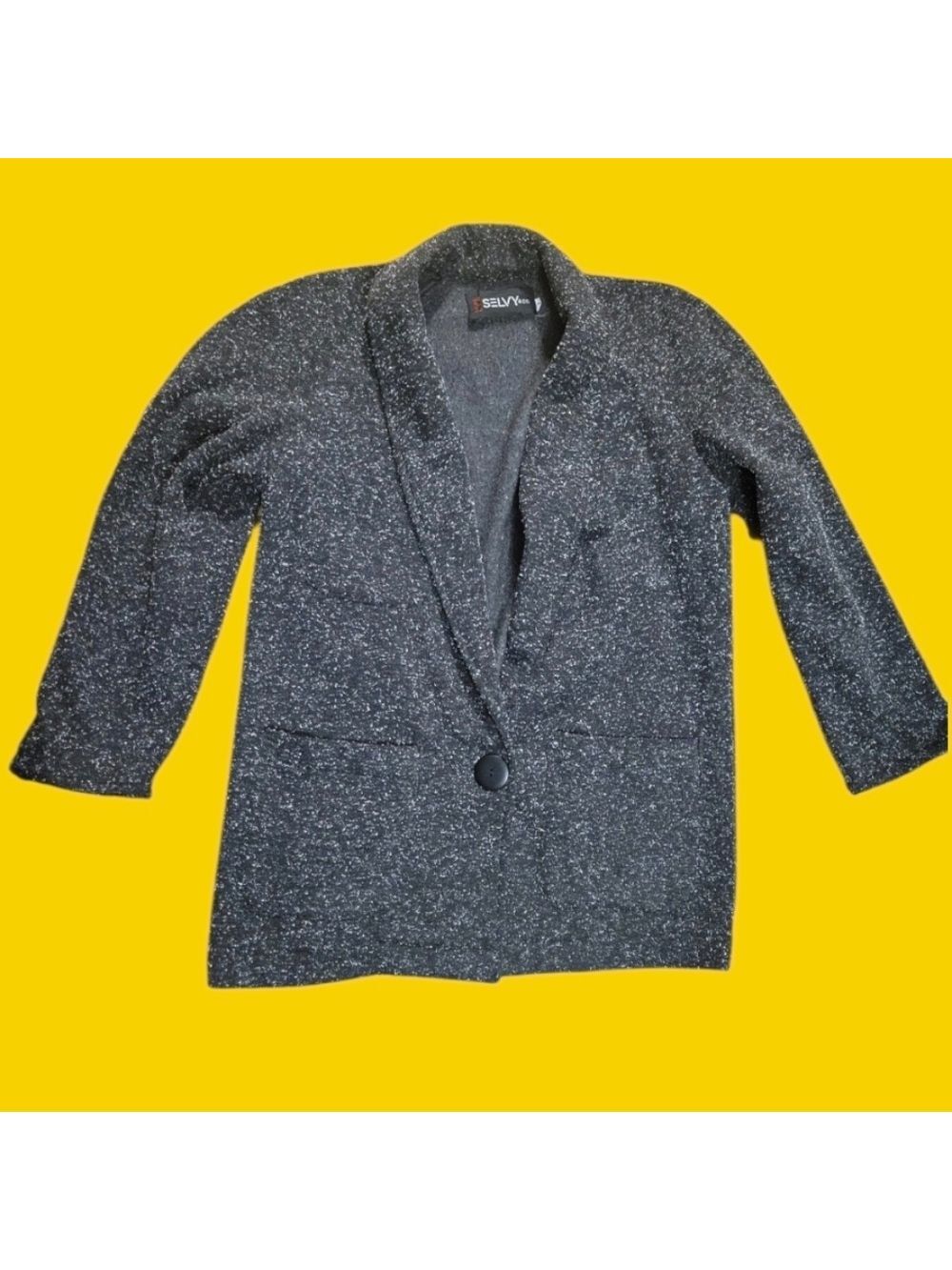 Selvy & Co Vintage Gray Textured Knit Blazer Jacket Size M